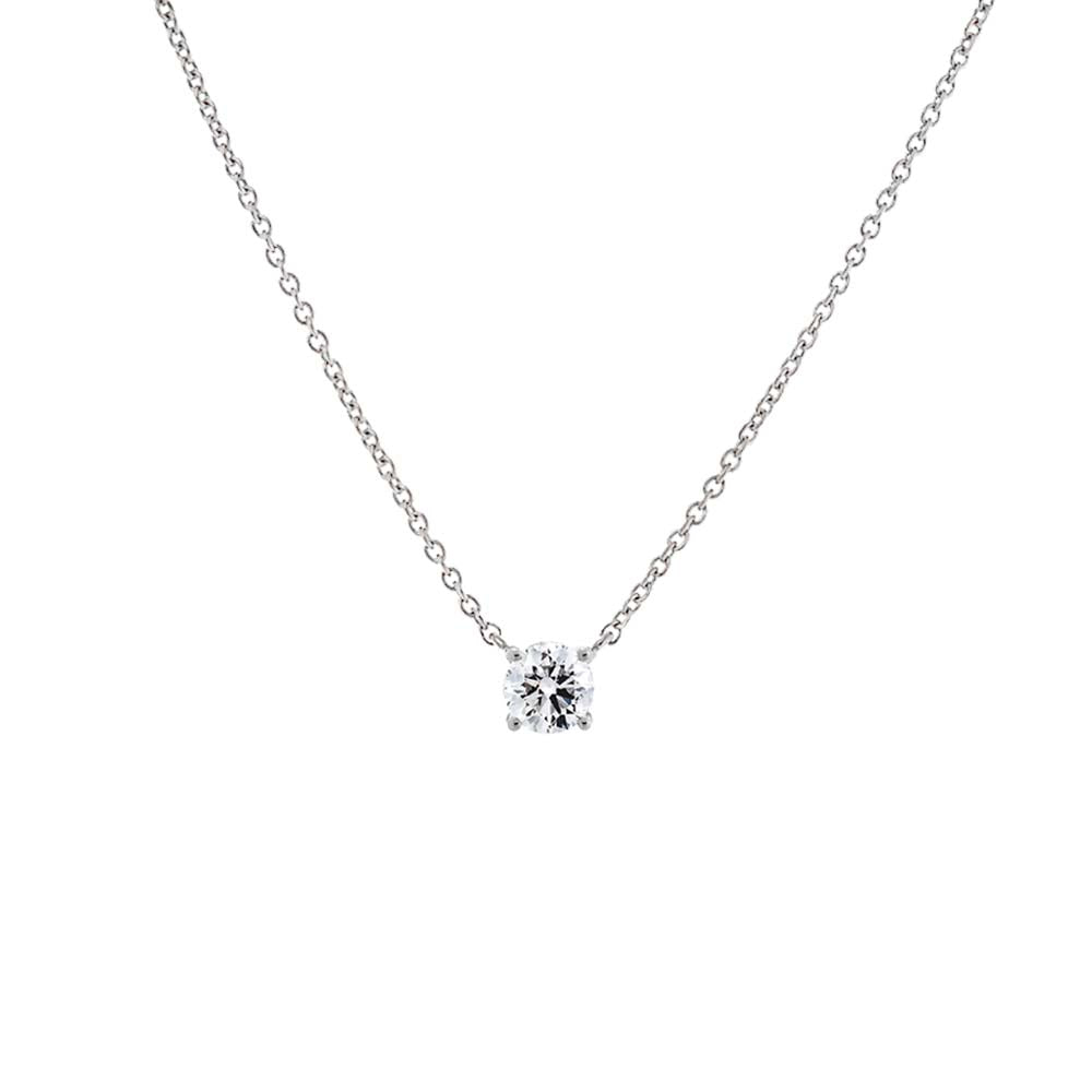 Lab Grown Diamond Round Solitaire Necklace 14K