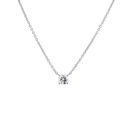 Lab Grown Diamond Round Solitaire Necklace 14K