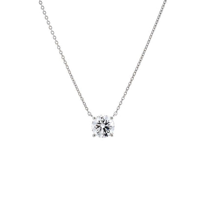 Lab Grown Diamond Round Solitaire Necklace 14K