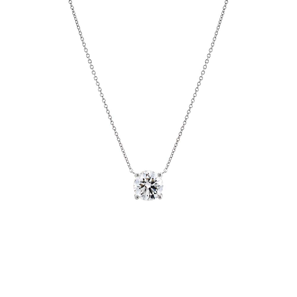 Lab Grown Diamond Round Solitaire Necklace 14K