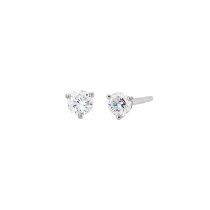 Lab Grown Diamond Solitaire Three Prong Stud Earring 14K