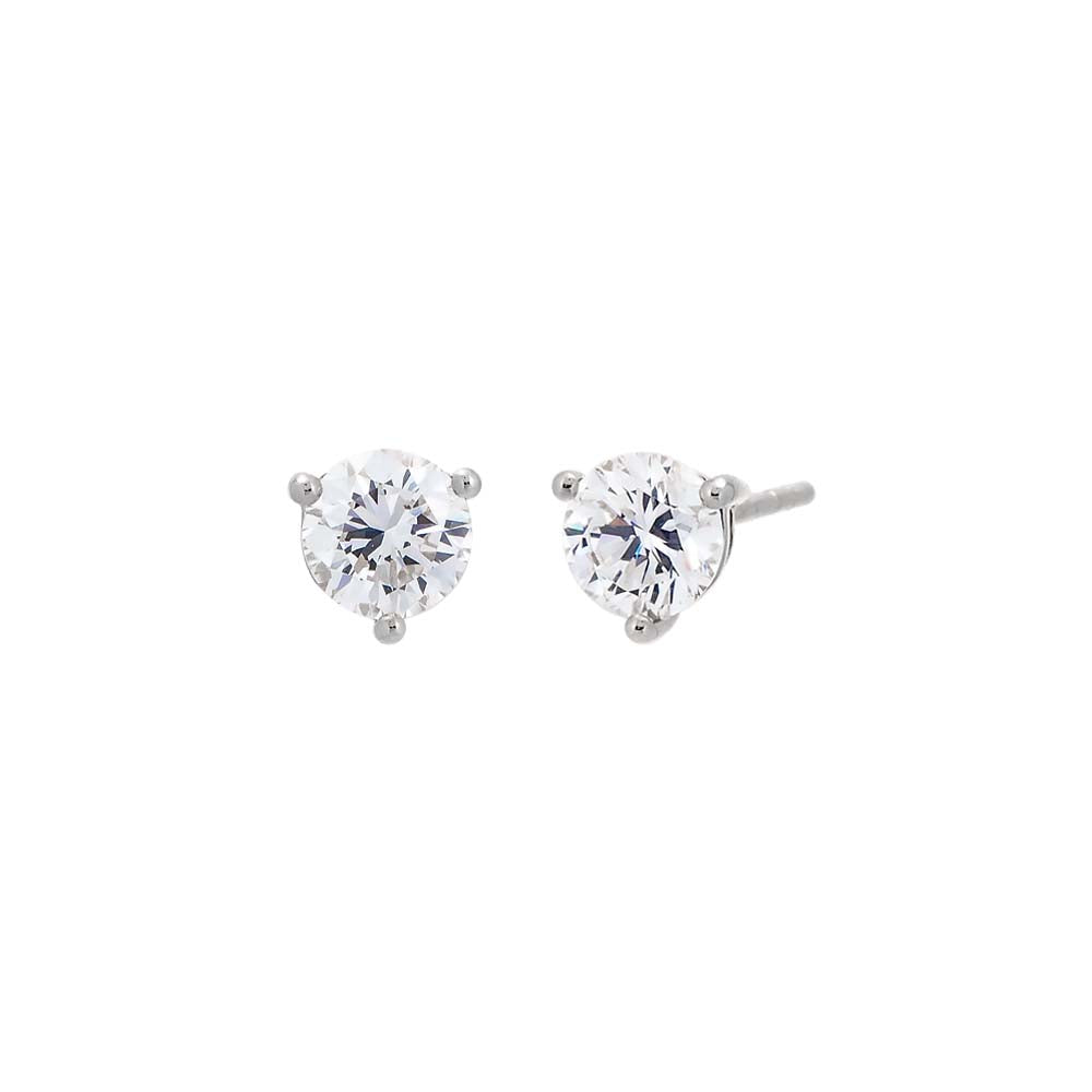 Lab Grown Diamond Solitaire Three Prong Stud Earring 14K