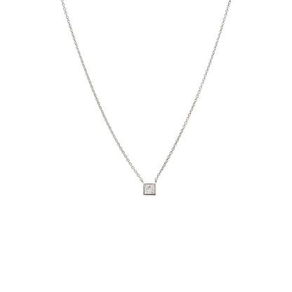 Lab Grown Diamond Princess Cut Bezel Necklace 14K