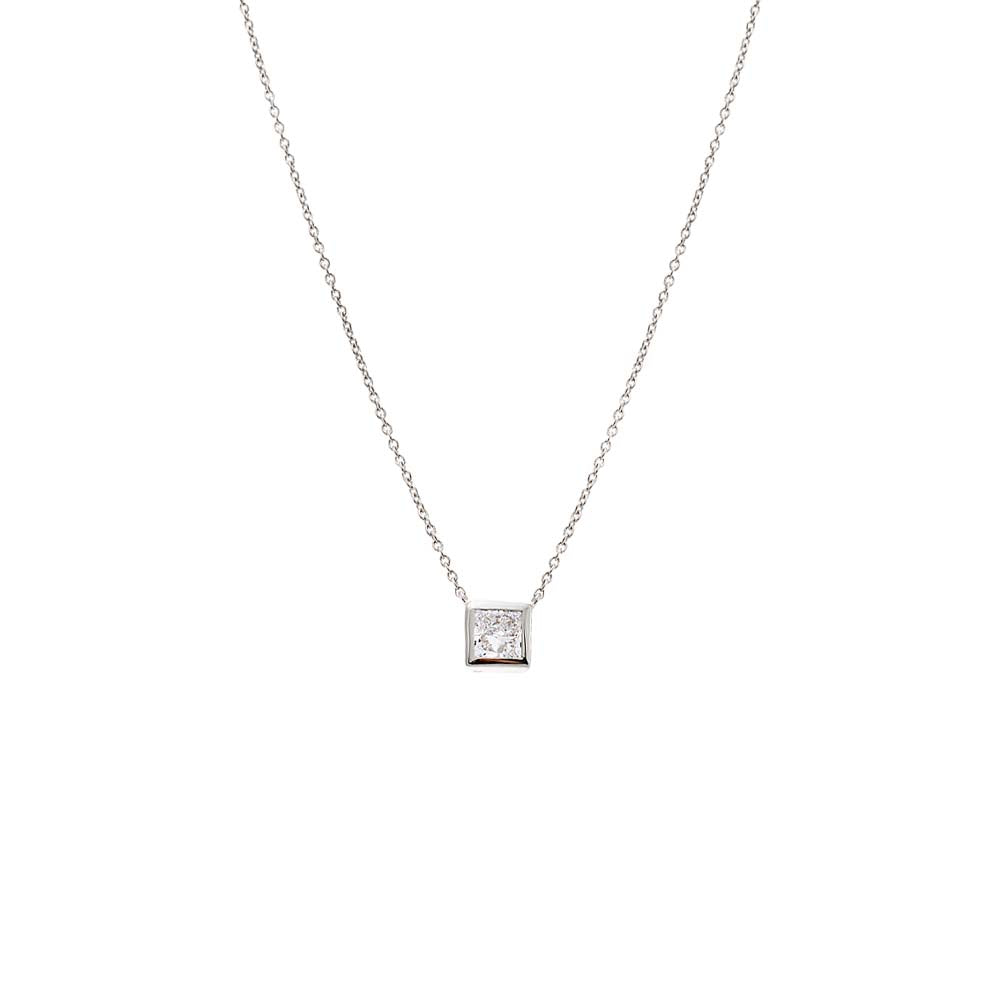 Lab Grown Diamond Princess Cut Bezel Necklace 14K