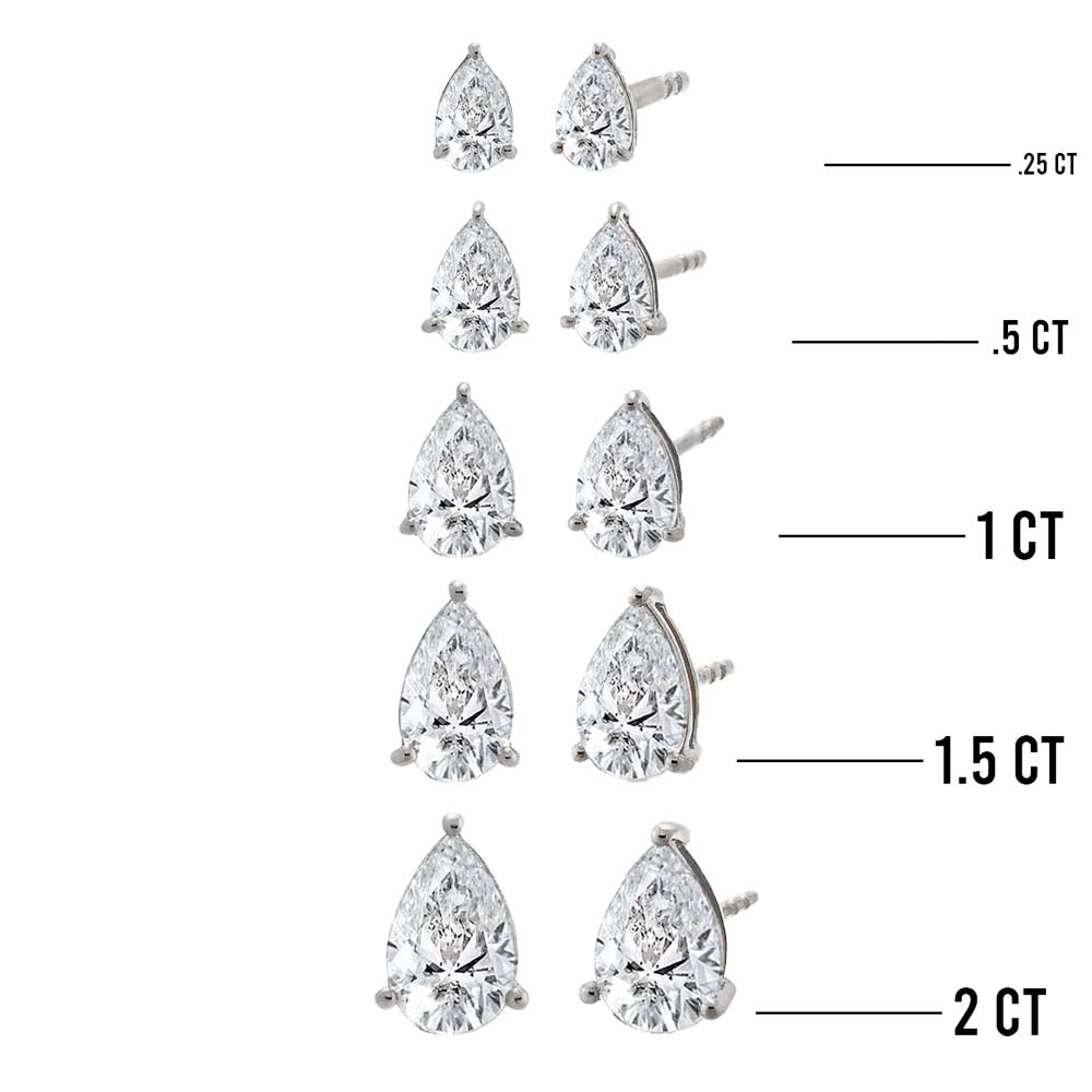 Lab Grown Diamond Pear Stud Earring 14K