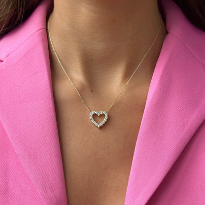 Lab Grown Diamond Cut Out Heart Necklace 14K