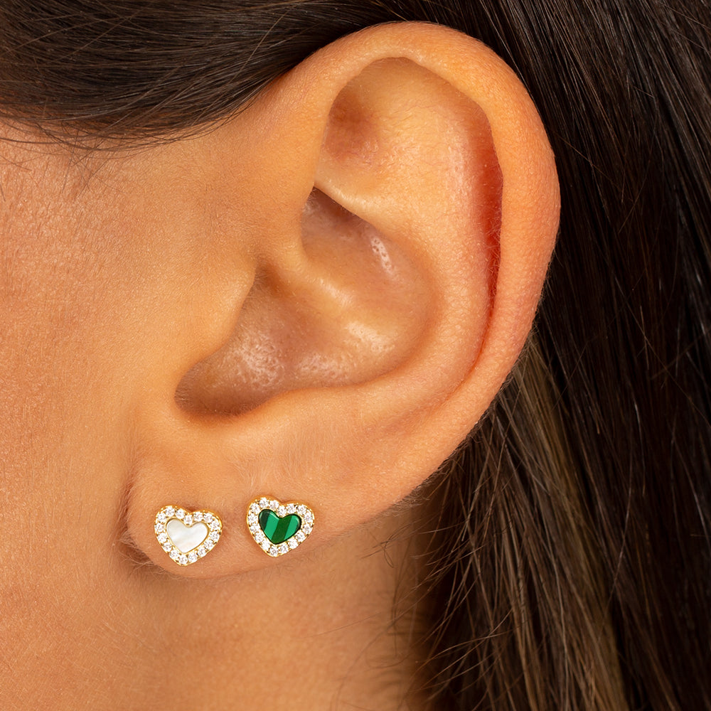 Tiny Pave Colored Gemstone Stud Earring