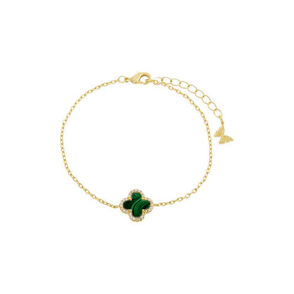 Pave Outlined Four Leaf Clover Bracelet