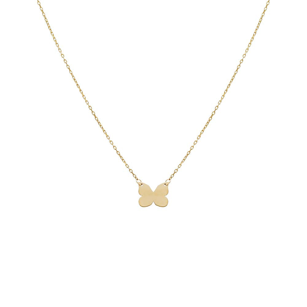 Butterfly Pendant Necklace 14K