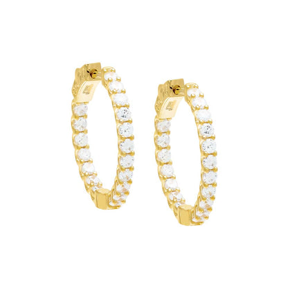 CZ Thin Round Hoop Earring