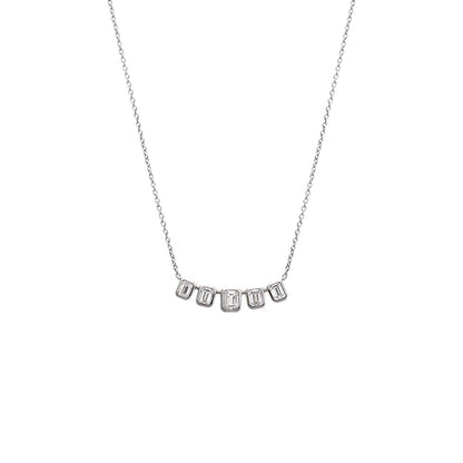 Lab Grown Diamond Emerald Bezel Curved Bar Necklace 14K