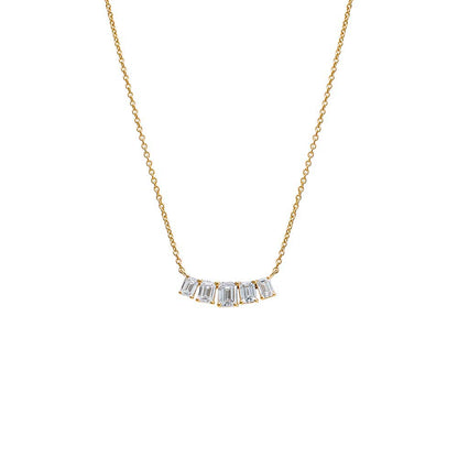 Lab Grown Diamond Emerald Cut Curved Bar Necklace 14K