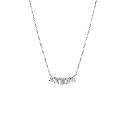 Lab Grown Diamond Emerald Cut Curved Bar Necklace 14K