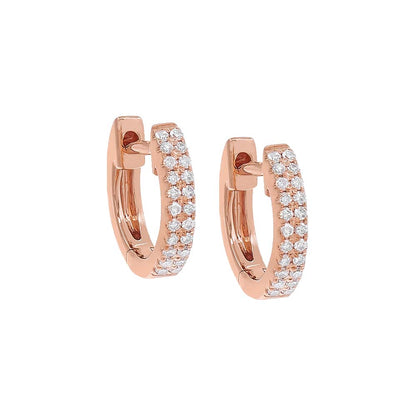 Diamond Double Row Huggie Earring 14K