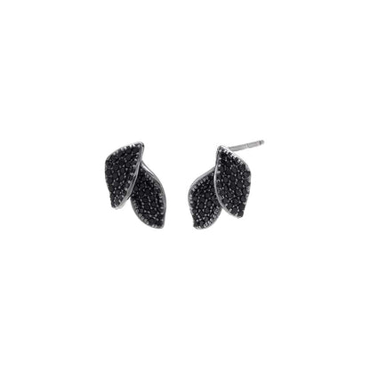 Pave Double Leaf Stud Earring