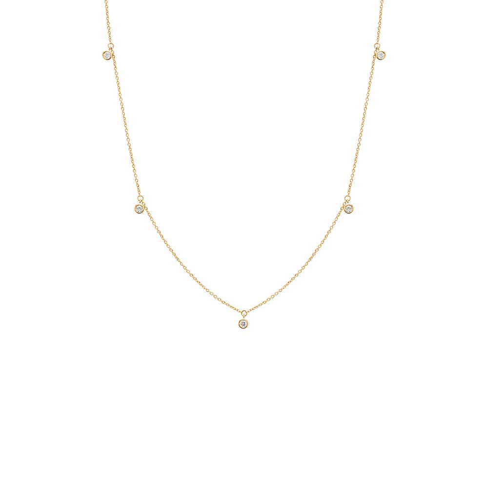 Diamond Multi Dangling Bezel Necklace 14K