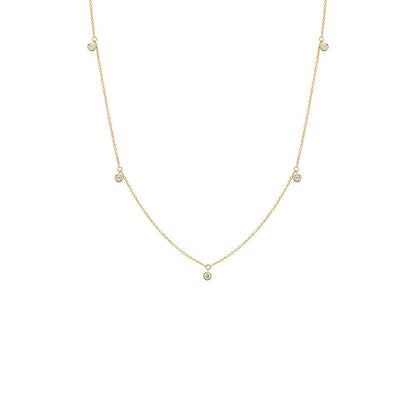 Diamond Multi Dangling Bezel Necklace 14K