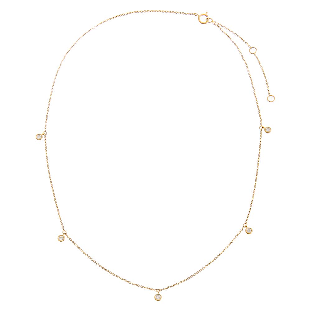 Diamond Multi Dangling Bezel Necklace 14K