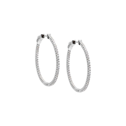 Fancy Thin CZ Hoop Earring