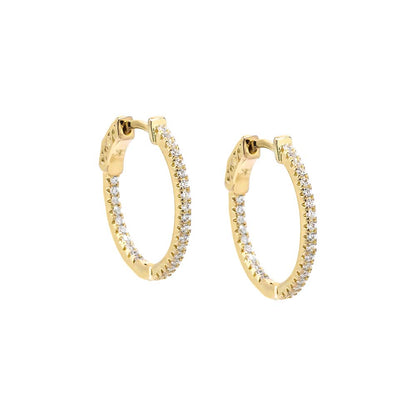 Fancy Thin CZ Hoop Earring