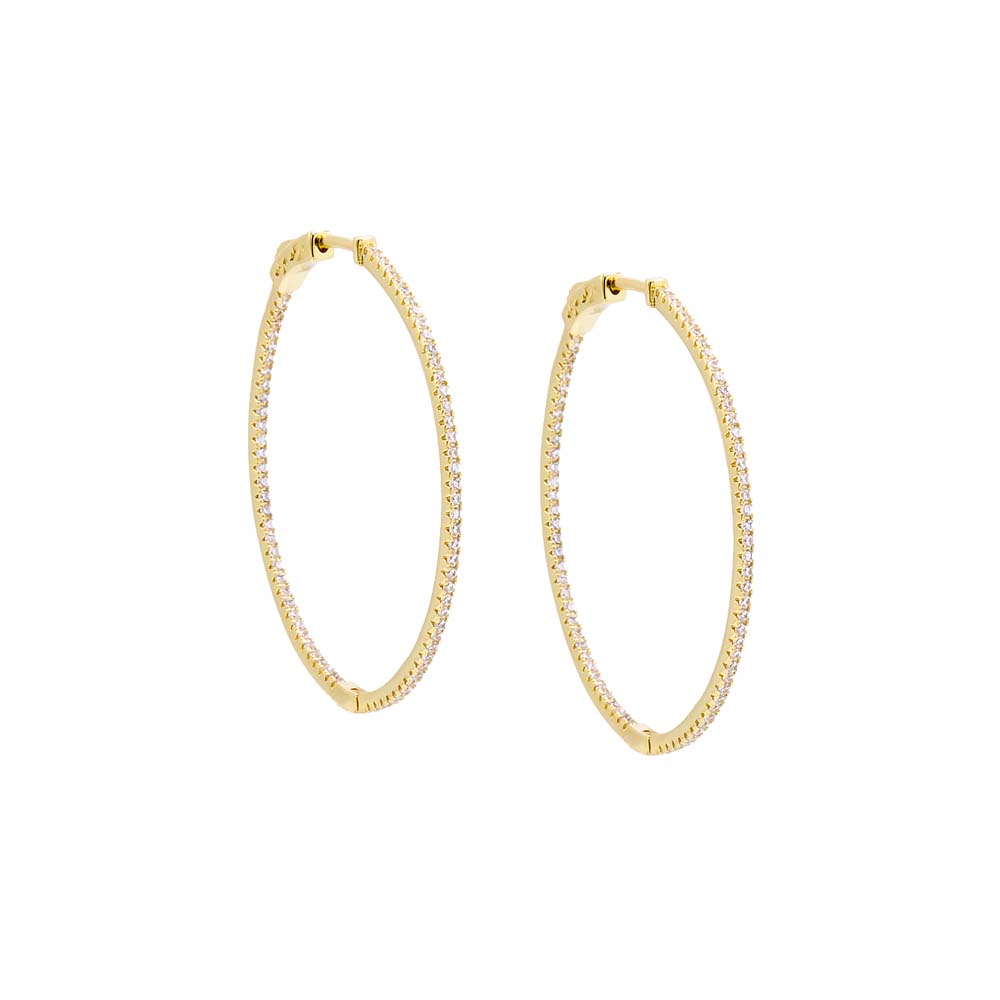 Fancy Thin CZ Open Hoop Earring