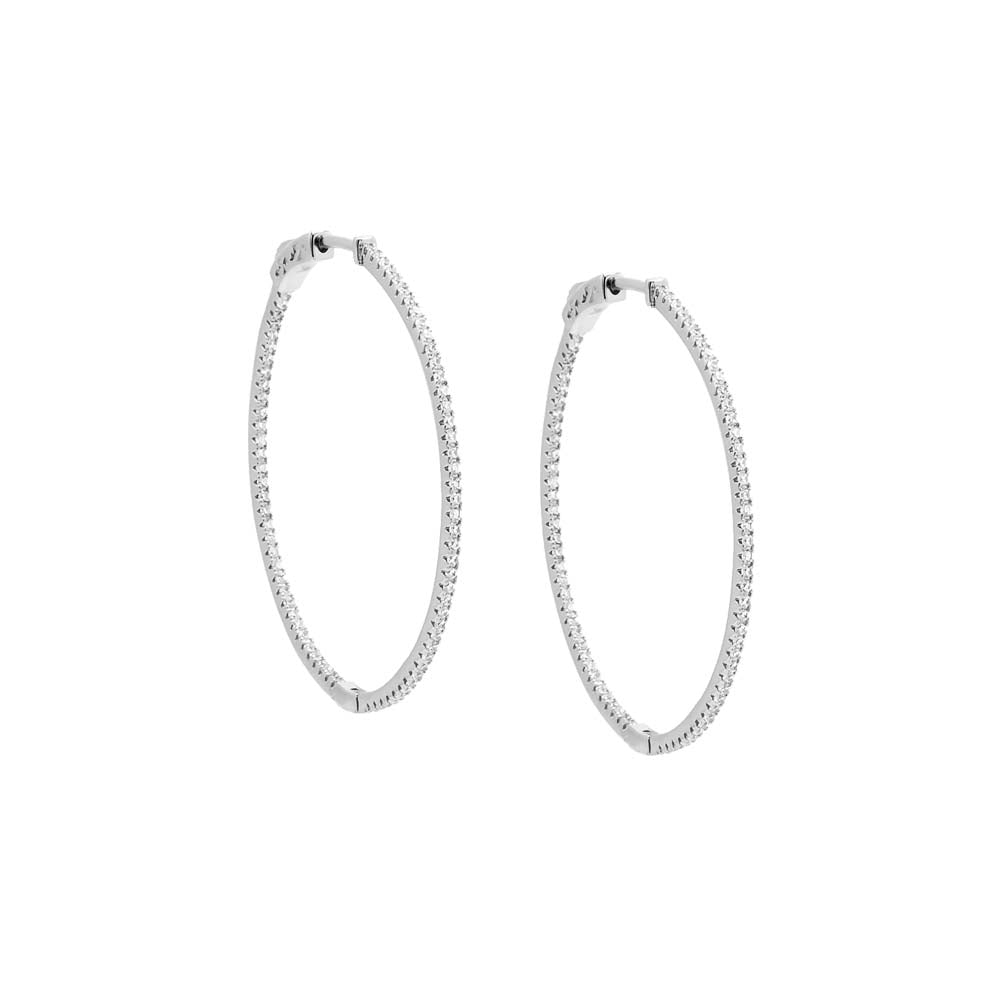 Fancy Thin CZ Open Hoop Earring