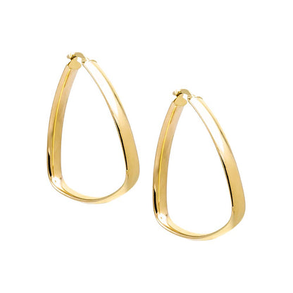 Squared Triangle Shape Hoop Earring 14K