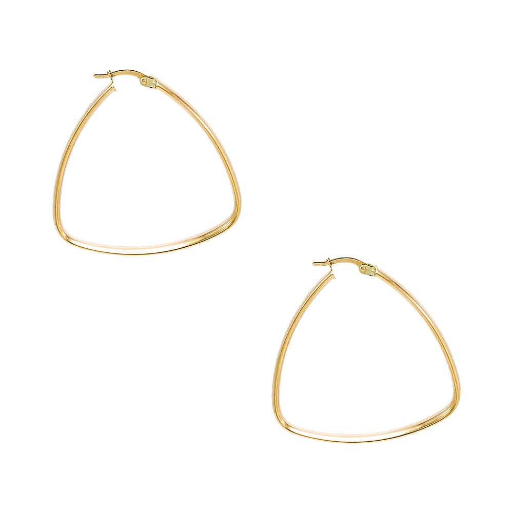 Squared Triangle Shape Hoop Earring 14K