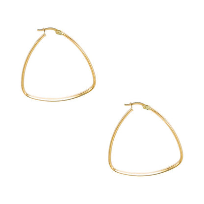 Squared Triangle Shape Hoop Earring 14K