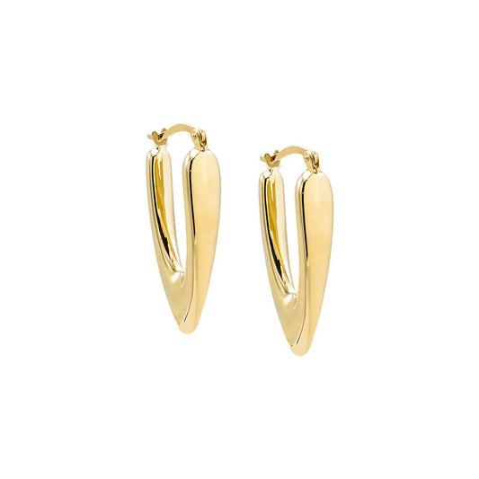 Solid Thin Graduated Hoop Earring 14K