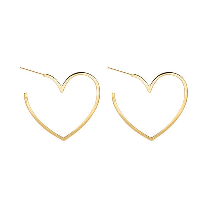 Solid Open Heart Hoop Earring 14K