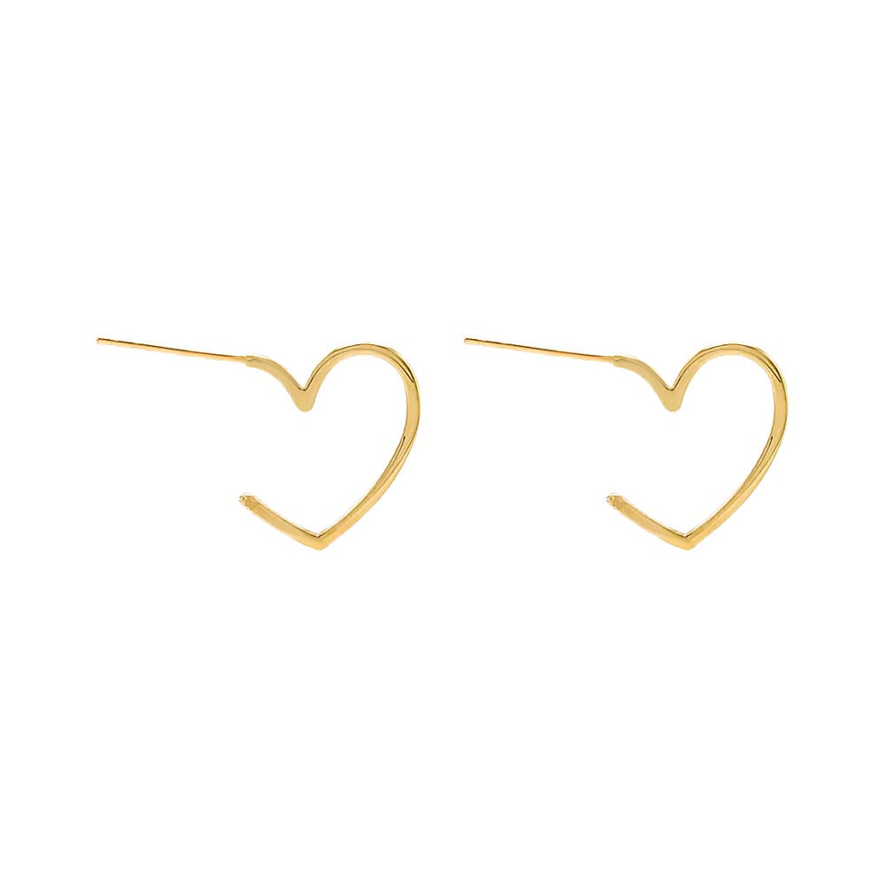 Solid Open Heart Hoop Earring 14K