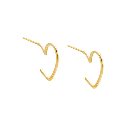 Solid Open Heart Hoop Earring 14K