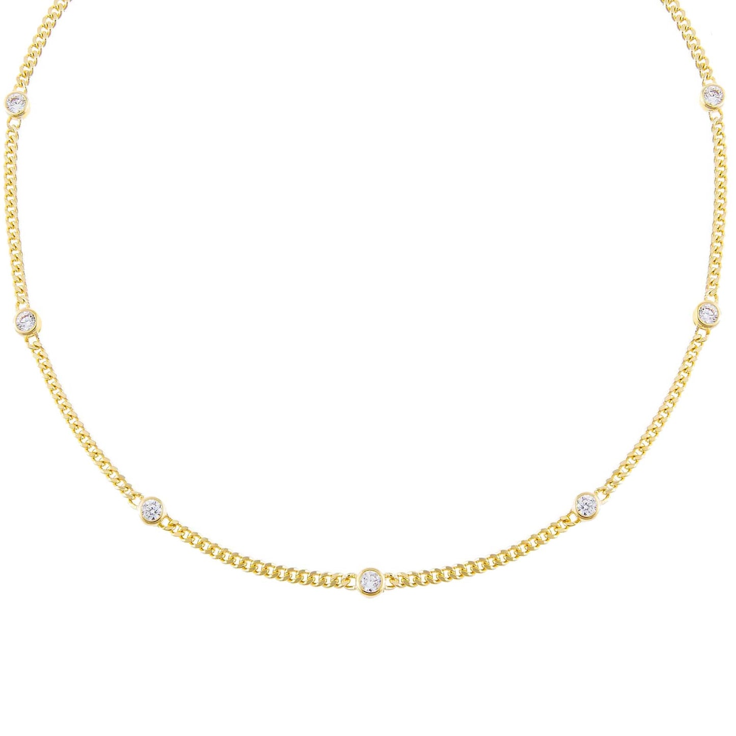 CZ Bezel Cuban Chain Choker