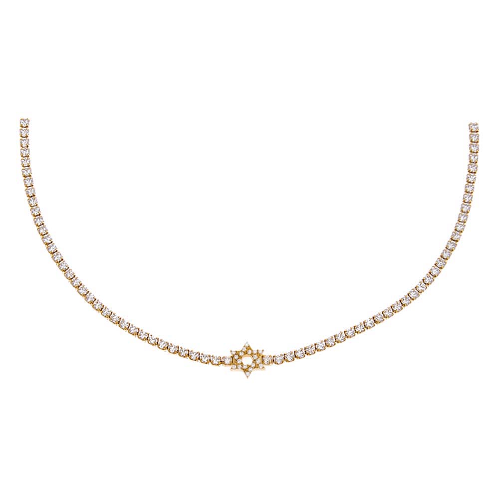 Pave CZ Star Of David Tennis Choker