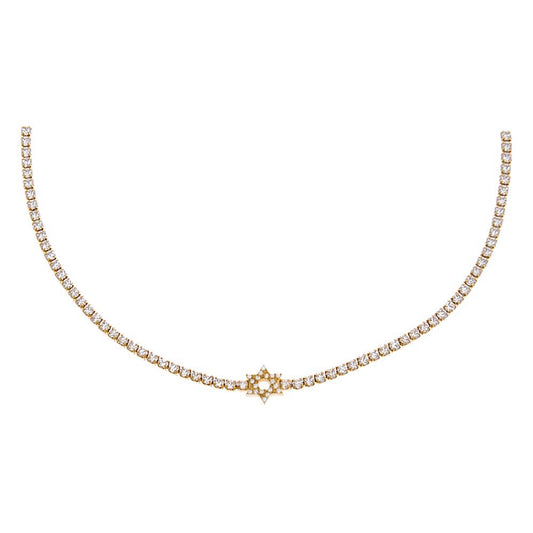 Pave CZ Star Of David Tennis Choker