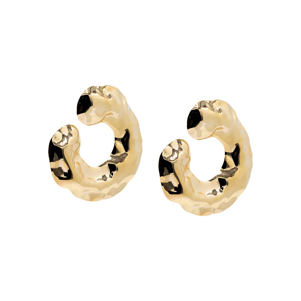 Curved Dented Loop On The Ear Stud Earring