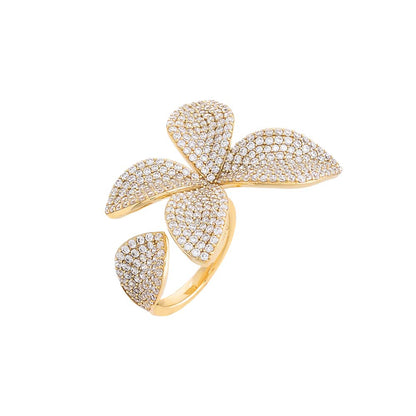 Pavé Fancy Flower Petal Ring