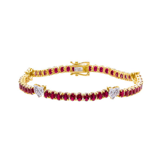 Diamond Pave Accented Ruby Tennis Bracelet 14K