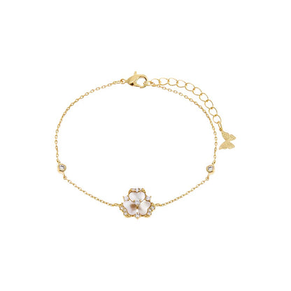 Pave Fancy Stone Flower Bezel Bracelet