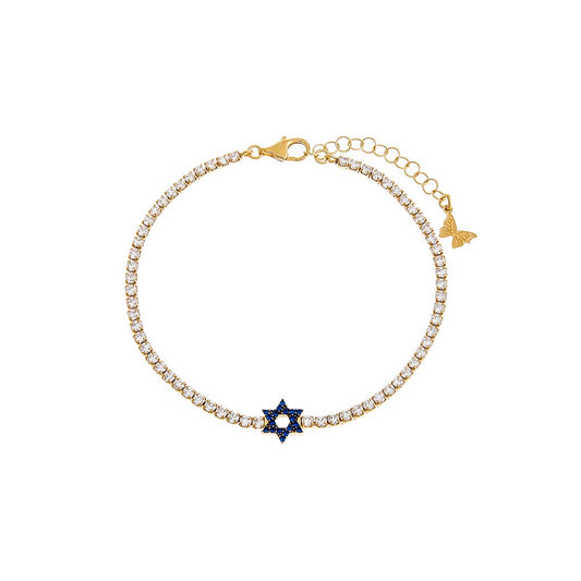 Sapphire Blue Star Of David Tennis Bracelet