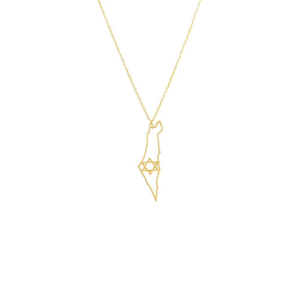 Cutout Star Of David Map Of Israel Necklace