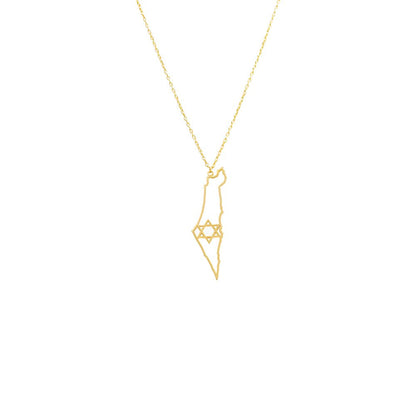 Cutout Star Of David Map Of Israel Necklace