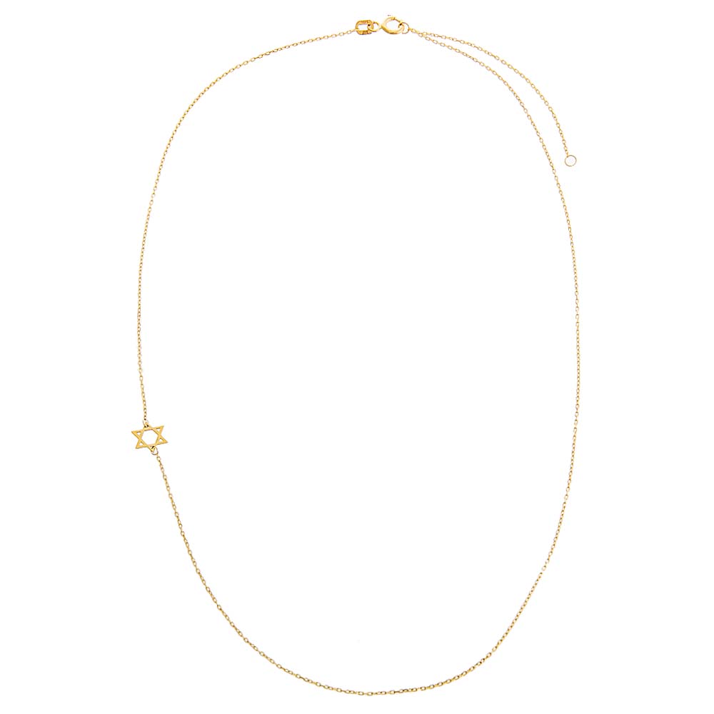 Solid Sideways Star of David Necklace 14K