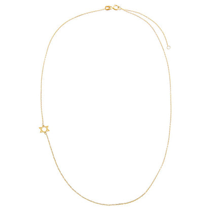 Solid Sideways Star of David Necklace 14K