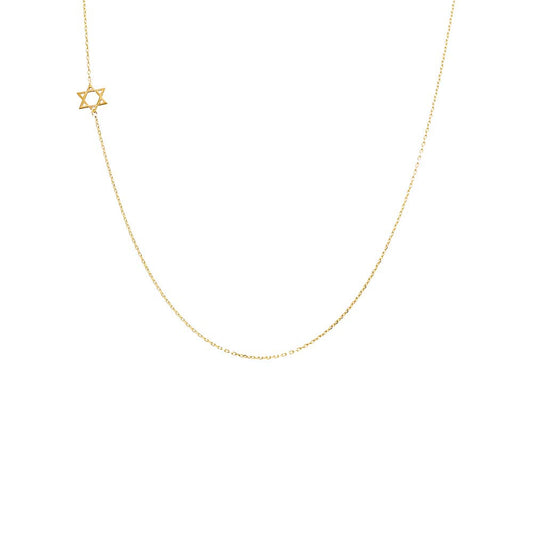 Solid Sideways Star of David Necklace 14K