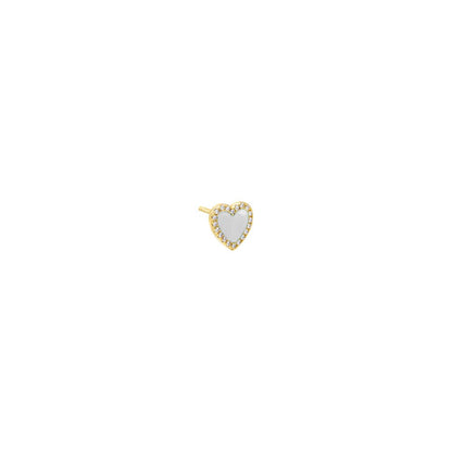 Colored Stone Pavé Heart Stud Earring