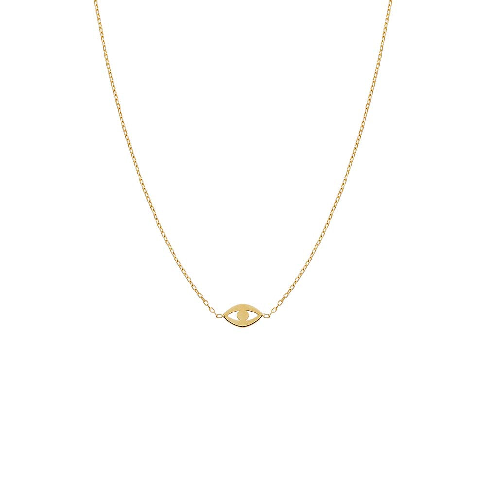 Mini Solid Evil Eye Necklace 14K