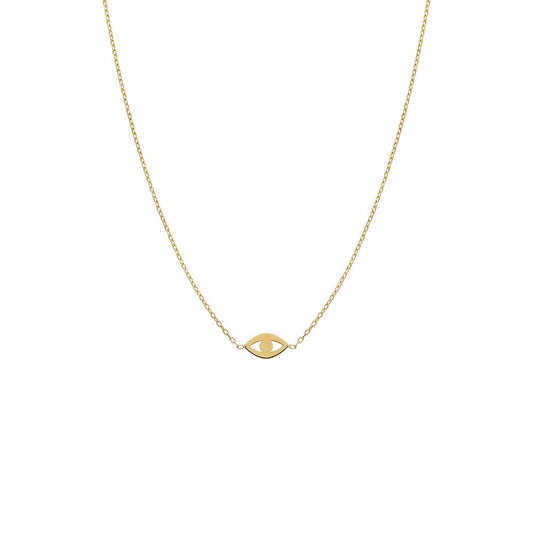 Mini Solid Evil Eye Necklace 14K