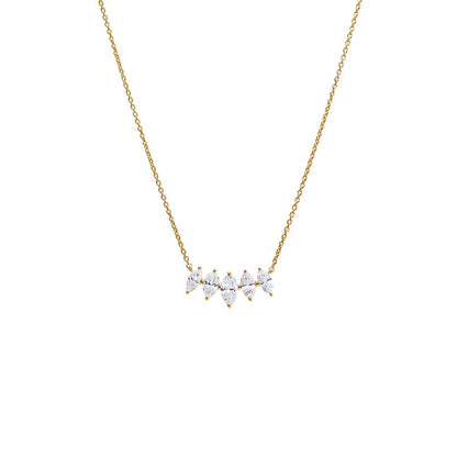 Lab Grown Diamond Marquise Cut Curved Bar Necklace 14K